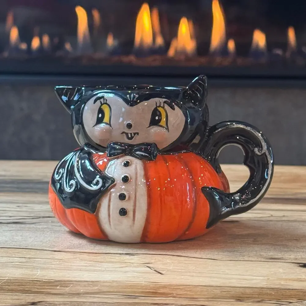 New Johanna Parker Transpac Halloween Bat Pumpkin Peep Creamer Pitcher Mug